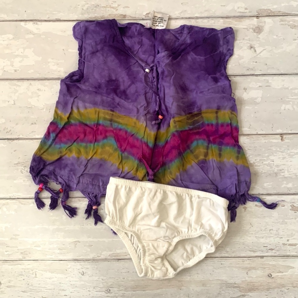 Children’s Place 4T Girls Purple Tie Dye Summer Sundress Kids Dress & Bloomers